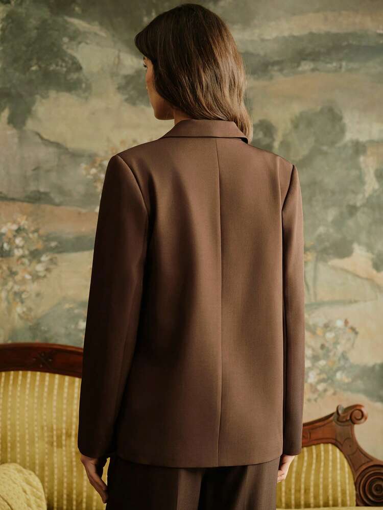 Women's Luxury Contrast Color Embroidered Long Sleeve Black Blazer