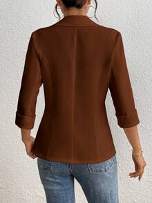 RosyDaze Women's Casual & Work Solid Color Blazer, Spring/Summer - Mocha Brown - View 2