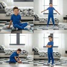 Pijama para Niño, Conjunto de Dos Piezas Suave y Cómodo, Ideal para Dormir o Descansar, Tela Transpirable y Ligera que Brinda Comodidad Durante Toda la Noche. - Azul - Ver 2