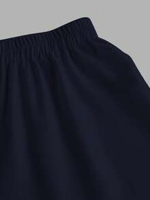 SHEIN EZwear Quần ống rộng đi nghỉ thường ngày cho nữ, thích hợp cho mùa hè, thích hợp cho kỳ nghỉ - Màu xanh hải quân - Xem 9