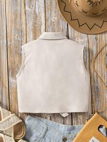 2025 Spring & Summer New Arrival, Western Totem Embroidery With Twist Tie Design Blouse, Fashionable & Versatile For Daily Activities, Outings And Social Events - Apricot - View 2