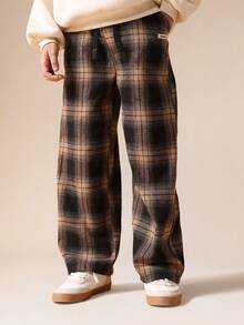 SUMWON 青少年男孩格子松紧腰休闲校服长裤