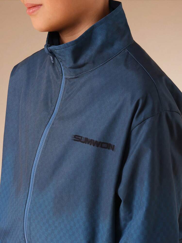 Windjacke mit Typografie-Print und elastischen Bündchen