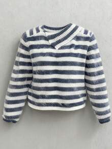 INAWLY Women's Casual Colorblock Striped Knit Sweater, Autumn/Winter - Multicolor - View 4