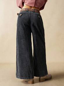 Bohemela Women's Casual Loose Knit Wide Leg Pants Boho - Black - View 7