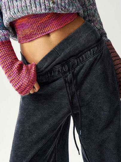 Bohemela Women's Casual Solid Color Knit Loose Wide-Leg Sweatpants Winter Clothes For Women