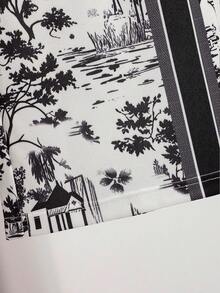 Franclia 2 件女式印花拼布长袖圆领上衣和阔腿裤套装，秋冬装 - 彩色 - 查看 4