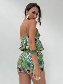 Aloruh 女式 Y2K 花卉印花亮片装饰性感时尚吊带背心 - 彩色 - 查看 2