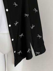 Resyla Women's Loose Fit Digital Printing Bowknot Long Sleeve Shirt - Multicolor - View 4