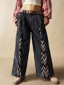 Bohemela Women's Casual Loose Knit Wide Leg Pants Boho - Black - View 1