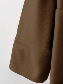 SHEIN LUNE Mantel Hangat Kasual Kancing Ganda Ukuran Besar, Musim Gugur/Dingin - Coffee Brown - View 4