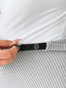 SHEIN Quần ống loe cạp cao có thể điều chỉnh màu trơn dành cho phụ nữ mang thai cỡ lớn, lót nhiệt - Xám - Xem 7