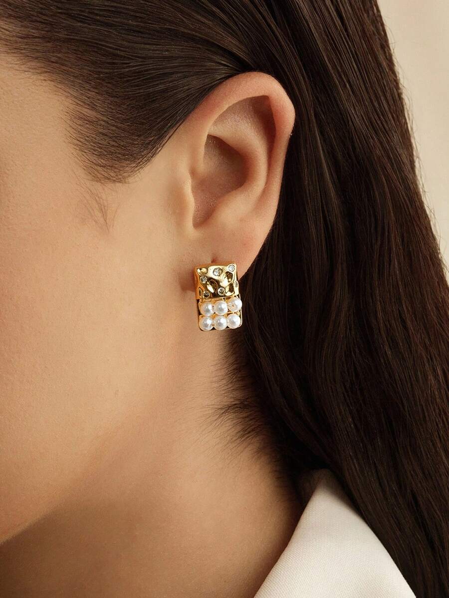 Opalesca Modische & elegante vintage Strass-Ohrstecker - Gold - Übersicht 1