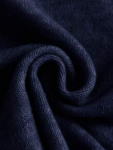 Elaquor 大码休闲优雅百搭网眼拼布套头衫，秋冬 - 藏蓝色 - 查看 6