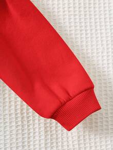 Cozy Pixies Conjunto de 2 peças de blusa e calça boca de sino para bebê menina com estampa de laço e gola redonda - Vermelho - Ver 5