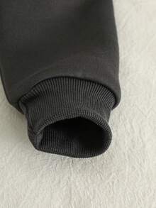 2 件套年轻女士休闲日常通勤百搭英文字母印花长袖圆领厚运动衫和裤子套装，适合秋冬 - 灰色 - 查看 5