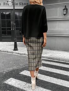 SHEIN LUNE Women's Casual Plaid 2 Pieces Set, Suitable For Autumn/Winter - Multicolor - View 2