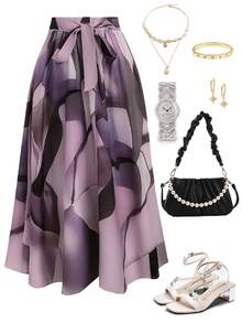 Franclia 大码随机印花休闲长裙女装