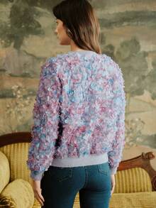 Anewsta Women's New Ditsy Floral Sweater, Multicolor, Sweet & Loose Fit Crew Neck Pullover Sweater, Autumn/Winter