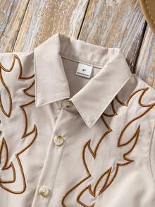 2025 Spring & Summer New Arrival, Western Totem Embroidery With Twist Tie Design Blouse, Fashionable & Versatile For Daily Activities, Outings And Social Events - Apricot - View 5