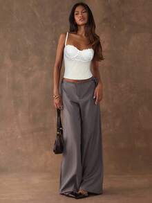 SHEIN BAE 女士时尚休闲蕾丝边吊带背心 - 白色 - 查看 6