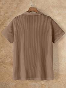 HIMLAND 男士實色短袖POLO衫和短褲夏季套裝 - 咖啡棕 - 查看 6