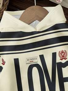 Slaydiva Sudadera con capucha estilo casual de calle con estampado de amor en gris oscuro, adecuada para salidas de otoño/invierno