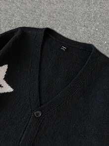 Manfinity Roghcode Men's Casual Star Pattern Long Sleeve Knitted Cardigan, Autumn/Winter - Multicolor - View 3