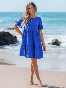 Sylviya Women'S Tiered Ruffle Hem Babydoll Dress