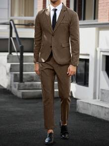 Calvornis 男士翻领长袖西装外套和长裤套装，适合商务旅行