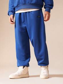 SUMWON 男童皇家蓝连帽衫运动裤套装套头衫运动服休闲套装 - 藍色 - 查看 4