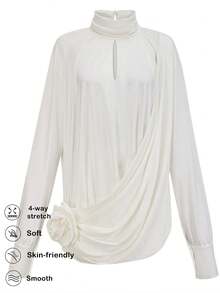 Briarwyn Vestido de manga larga de unicolor elegante para mujer, ropa de otoño para mujer, ropa de Navidad, vestido de Año Nuevo, vestido elegante para mujer, vestido blanco para mujer con estilo de dinero antiguo - Blanco - Ver 8