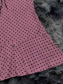 INAWLY 女士波尔卡圆点印花抹胸迷你连衣裙 - 粉色 - 查看 4