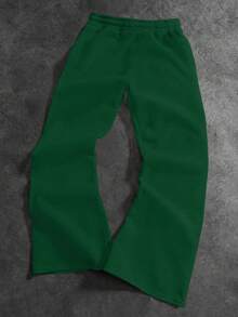 Manfinity EMRG 男士休闲图案印花抽绳宽松运动裤 - 綠色 - 查看 3