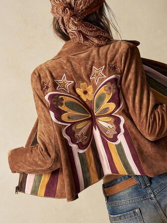 Bohemela BOHO Vintage Nomadic Style Butterfly Embroidery Patchwork Casual Woven Women Jacket