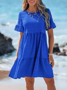 Sylviya Women'S Tiered Ruffle Hem Babydoll Dress