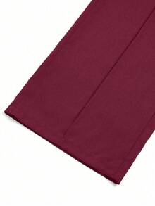 DreamSkyne Plus Size Stretch Twill Textured Fabric One-Pocket Straight Leg Casual Pants, Suitable For Outings And Commuting - Burgundy - View 4
