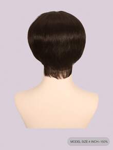 1*1 Short Hair Glueless Elastic Net Human Hair Wigs None Lace Front Wig Affordable For Women Daily Use Brown Wig - S2 - View 2