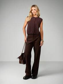 MISSGUIDED Sleeveless Knit Cardigan Vest With Button Front Closure Fall Autumn Layering - Grey - View 3