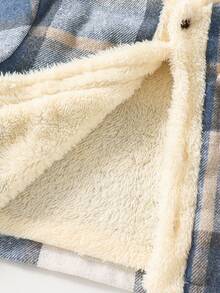 Baby Boy Fashion Plaid Splice Fleece Jacket, Cute & Versatile For Autumn/Winter Korean Style Jackets Fall - Dusty Blue - View 6