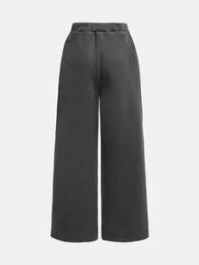 SHEIN Girlism Tween Girls Casual School Street Fashion Letter & Number Graphic Crew Neck Sweatshirt And Pleated Wide Leg Straight Pants Knit Tracksuit Back To School Outfit 90s Kids Outfit Outfit Set 90s Clothes Girls Outfit Sets Baggy - Dark Grey - View 8