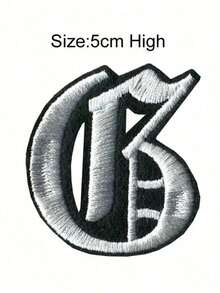 1/ 10/26 miếng vá thêu chữ cái viền đen, có thể ủi hoặc may lên quần áo, dùng để sửa chữa và trang trí đồ thủ công DIY, trang phục. - Xám - Xem 34