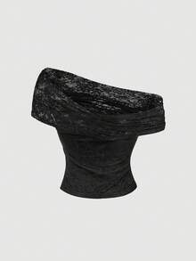 SHEIN MOD 1 chiếc áo nữ ren nhún bèo ôm sát thời trang màu đen xuyên thấu cho buổi hòa nhạc, 1 áo 3 kiểu, lễ hội, đi biển, hàng ngày, phong cách Boho, Y2K, áo đi chơi, phong cách miền Tây, áo cổ yếm, phong cách năm mới, áo ren đen, áo dự tiệc, đi biển, thời trang đường phố nữ, phong cách đồng quê, áo vintage nữ, mùa xuân/hè, áo 3 kiểu, áo đen, áo gợi cảm, quà Valentine cho nữ, áo mùa xuân cho nữ - màu đen - Xem 6
