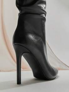 SHUZIA 女士百搭、保暖、性感过膝侧拉链细高跟靴 - 黑色 - 查看 9