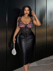 Slaydiva فستان ميني محكم مصنوع من الدانتيل الشفاف والبولي يوريثان بتصميم جديد لخريف/شتاء 2025، مناسب للحفلات والنوادي والتجمعات والمواعيد - الأسود - مشاهدة 4