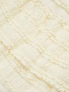 Sweetra 1 套白色无袖短款上衣，腰部带扣装饰和白色短款百褶裙，极简风格 - 杏色 - 查看 6