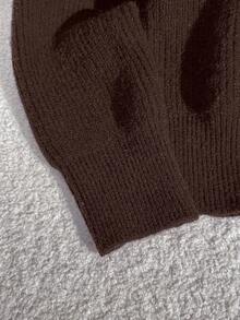 Sweetra 全新秋冬蕾丝边海军蓝学院风可爱甜美水手领开衫 - 咖啡棕 - 查看 5