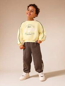 SUMWON Toddler Pullover Sweatshirt Set With Jogger Pants Los Angeles Athletic Club Graphics Vacation - Yellow - View 2