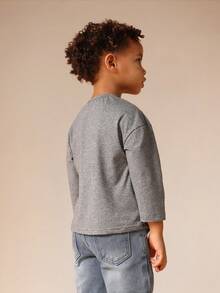 SUMWON Oversized Long Sleeve Core Tee For Boys Casual Everyday Comfort Top - Grey - View 2