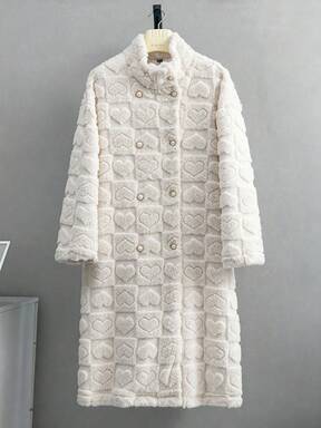 Regalyn Modny, elegancki płaszcz damski z długim rękawem i stójką w kształcie serca, dwurzędowy